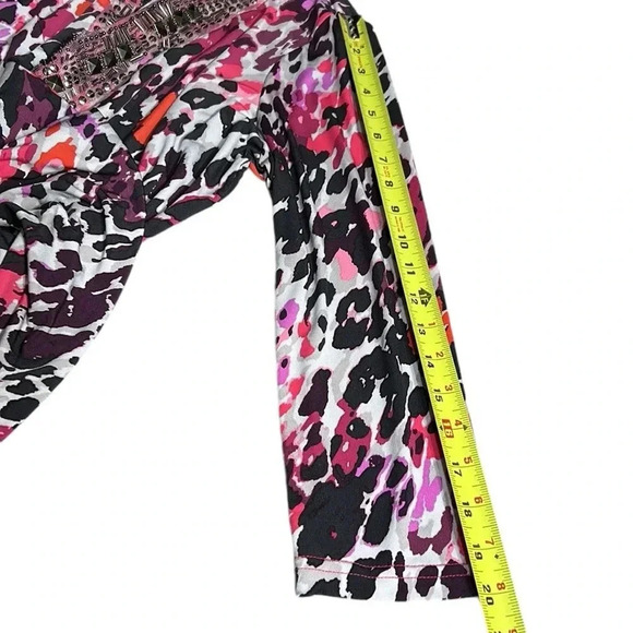 Y2K TOGETHER boho oversized beaded top Aztec,abstract,multicolored,V neck - Picture 16 of 16